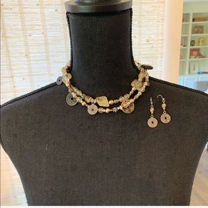 Chico’s Oriental Style Necklace + Earring Set